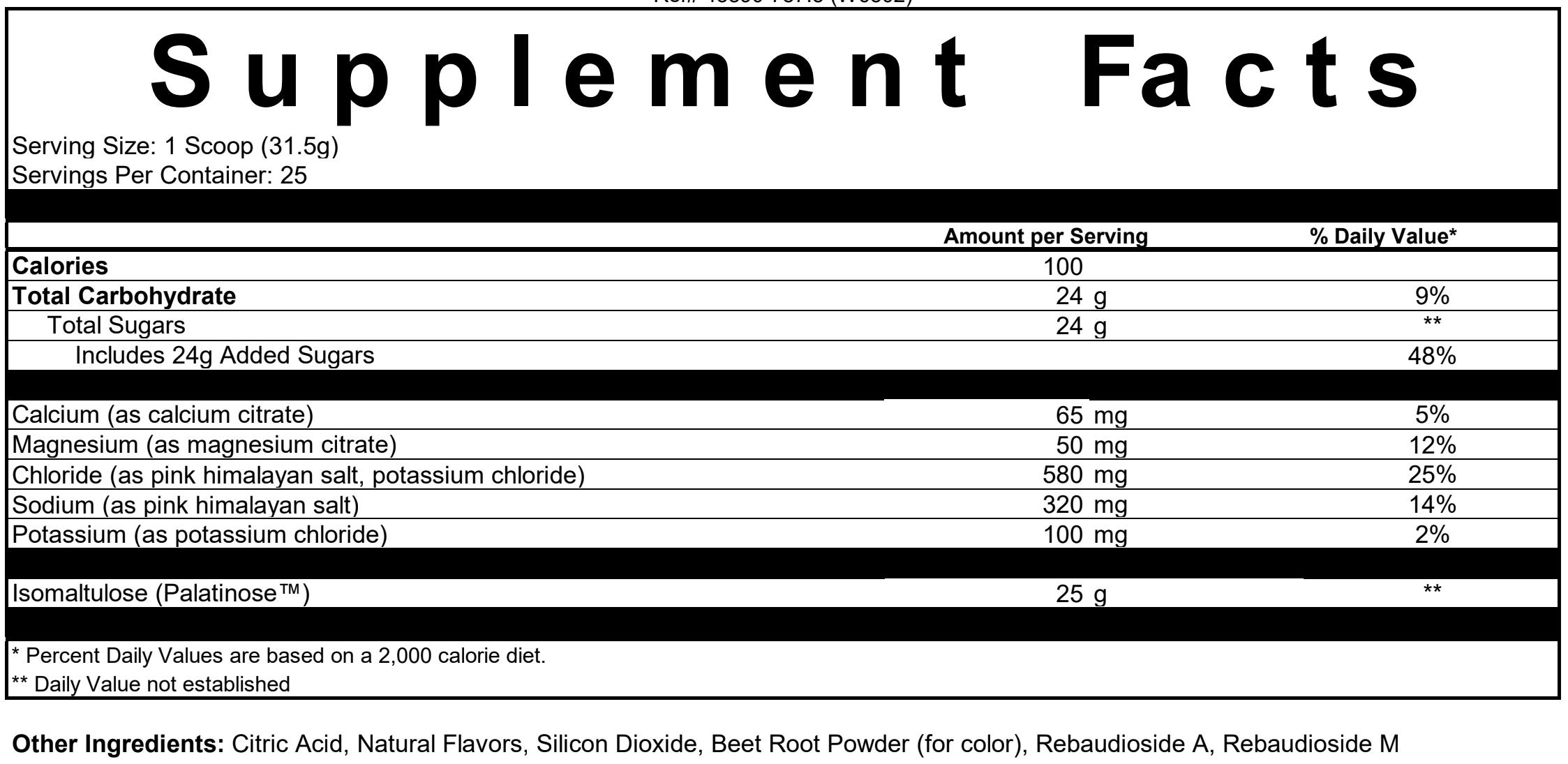 GO Hydration Strawberry Lime Supplement Fact Panel